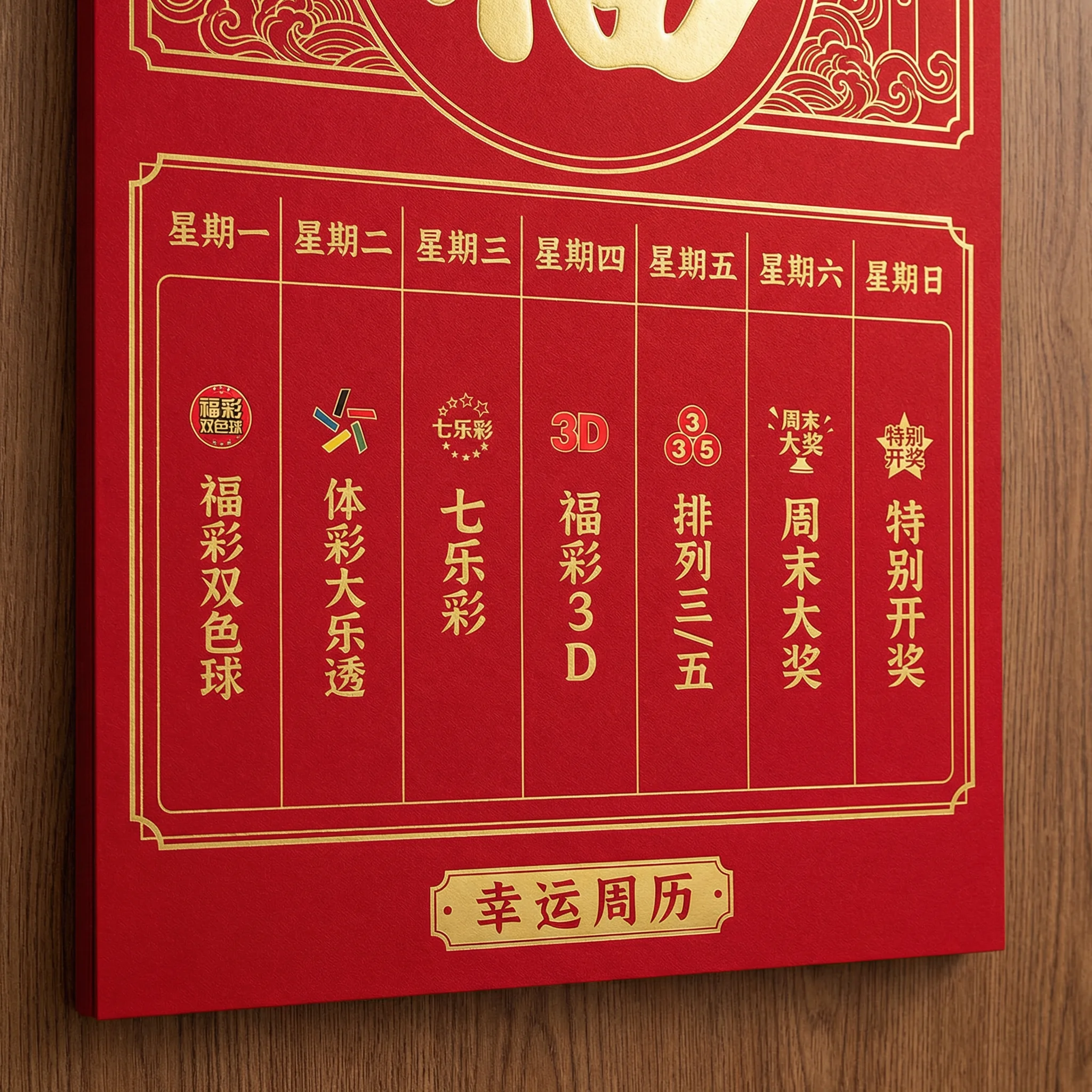 凤凰彩票开奖日历示意图